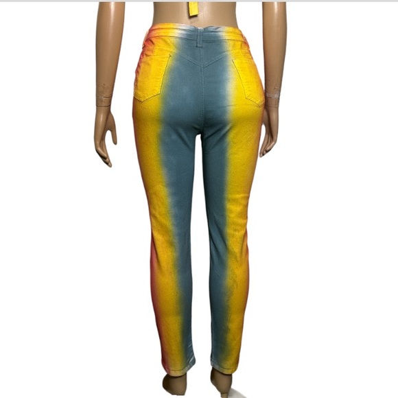 GLORY DENIM Tie Dye Ripped Jean - Red - Yellow - Green  size 15 - Picture 8 of 12